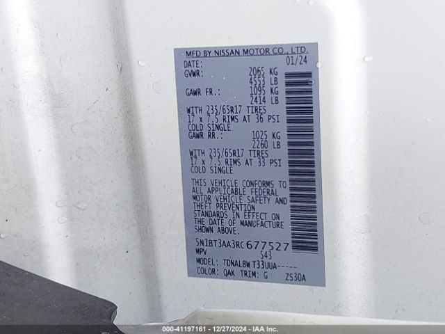 5N1BT3AA3RC677527 Nissan Rogue S Fwd