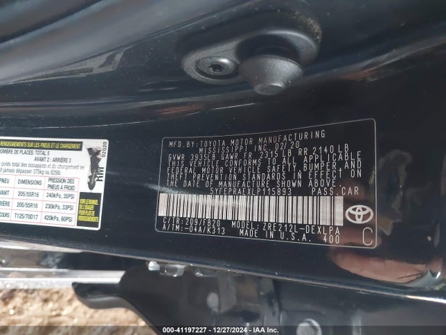 Toyota COROLLA LE 2020 5YFEPRAEXLP115893 Image 9