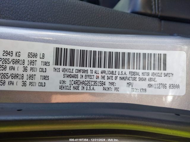 1C4RDHAG2EC351584 Dodge Durango Sxt
