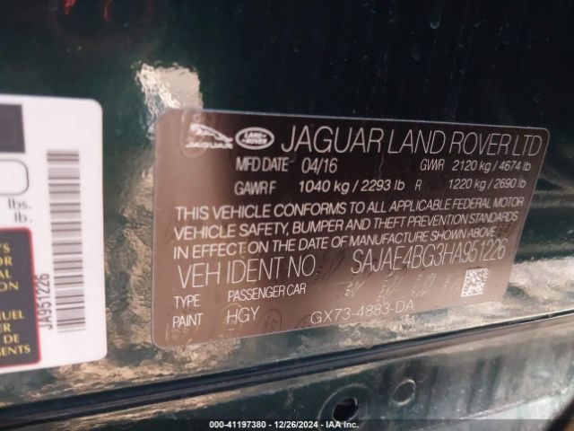 SAJAE4BG3HA951226 Jaguar Xe 25t Prestige