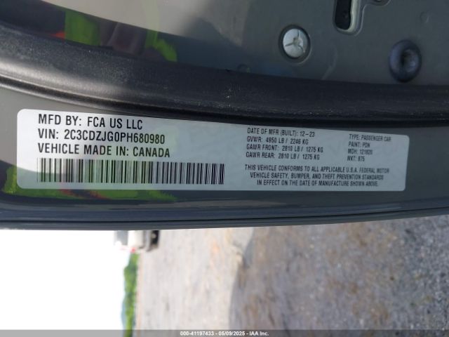 2C3CDZJG0PH680980 Dodge Challenger Gt