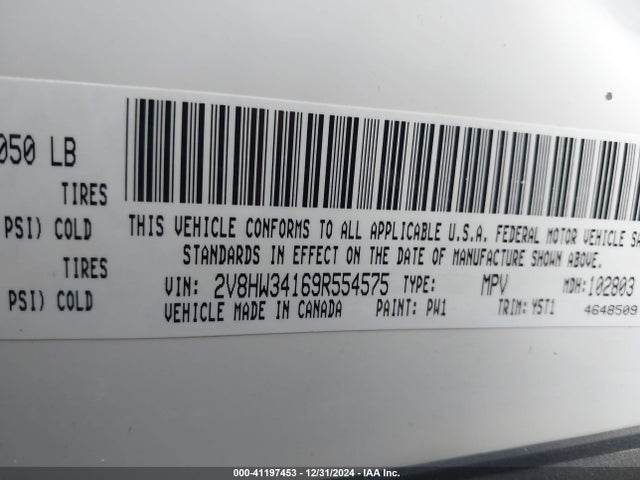 41197453 :رقم المزاد ، 2V8HW34169R554575 vin ، 2009 Volkswagen Routan Se مزاد بيع