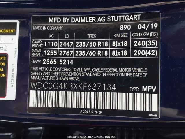 WDC0G4KBXKF637134 Mercedes-Benz Glc 300 4matic