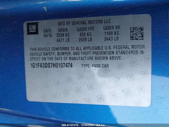 1G1FA3DS7H0107474 Chevrolet Camaro 1lt