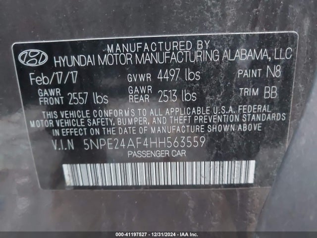 Hyundai SONATA SE 2017 5NPE24AF4HH563559 Image 9