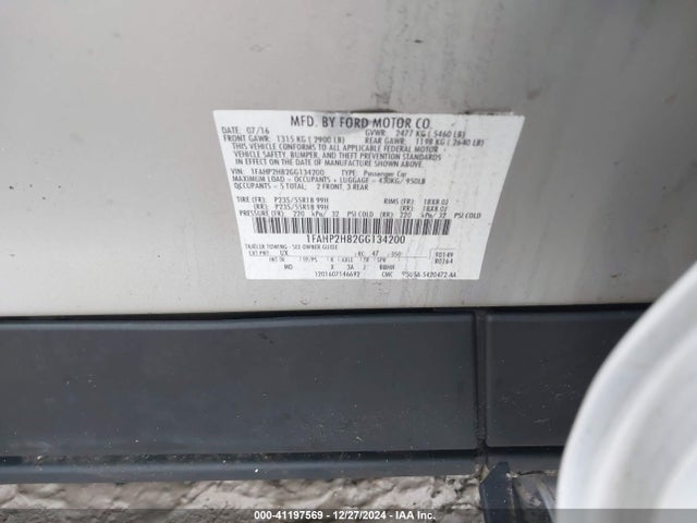 1FAHP2H82GG134200 Ford TAURUS SEL