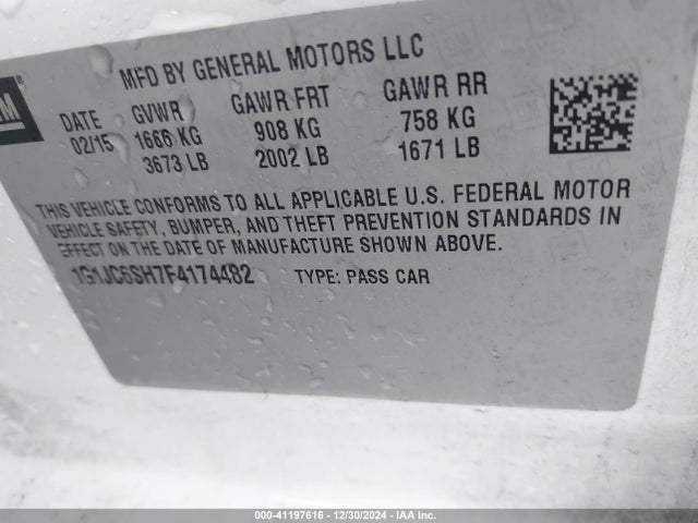 1G1JC6SH7F4174482 Chevrolet Sonic Lt Auto