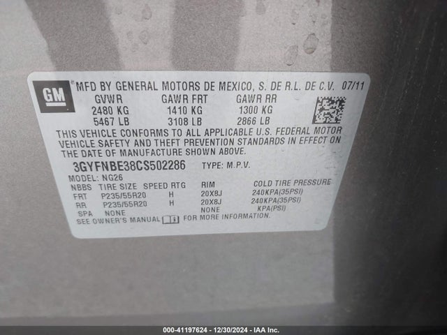 2012 CADILLAC SRX 3GYFNBE38CS502286 Photo 8