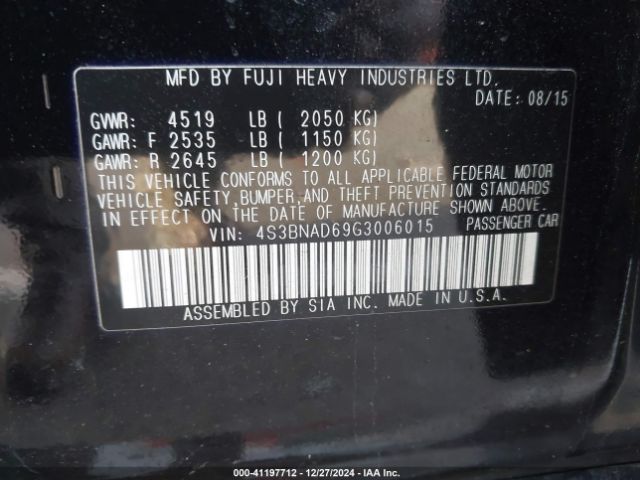 4S3BNAD69G3006015 Subaru Legacy 2.5i Premium