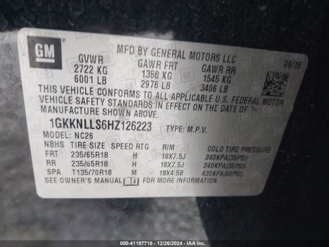 1GKKNLLS6HZ126223 GMC Acadia Sle-2