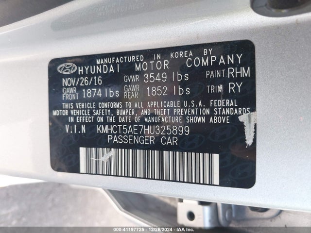 Hyundai ACCENT SE 2017 KMHCT5AE7HU325899 Image 9