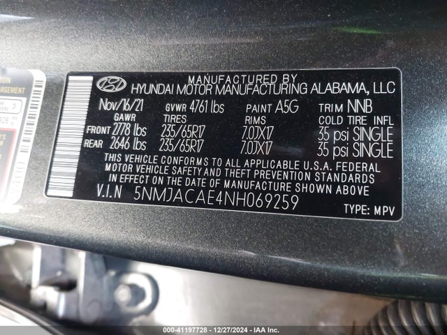 Hyundai TUCSON SE 2022 5NMJACAE4NH069259 Image 9