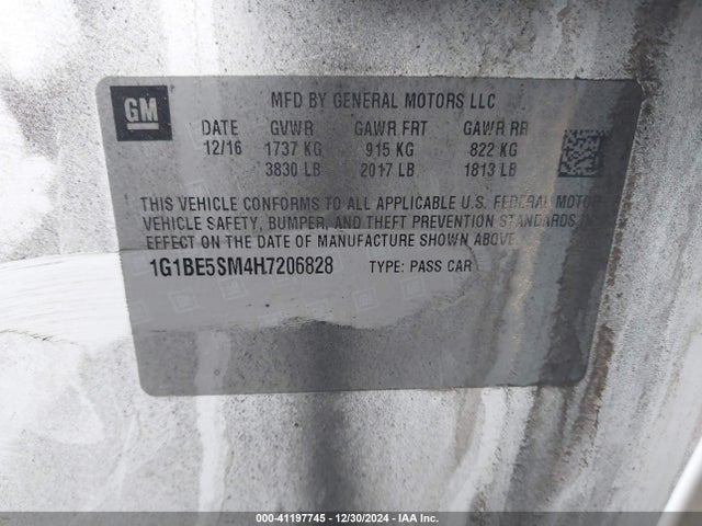 1G1BE5SM4H7206828 Chevrolet Cruze Lt Auto