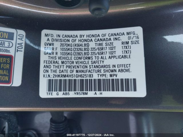 2HKRM4H51GH625183 Honda CR-V EX