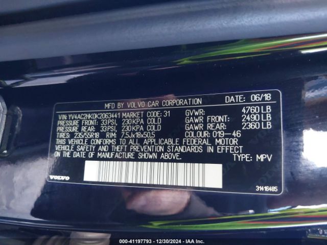 YV4AC2HK0K2063441 Volvo Xc40 T4 Momentum