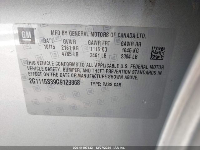 2G1115S39G9129868 Chevrolet Impala 2lt