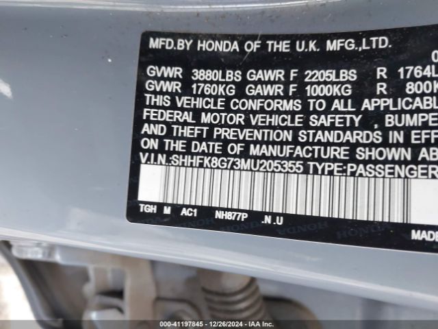 SHHFK8G73MU205355 Honda Civic Type R Touring