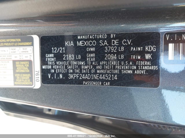 KIA Forte Lxs 2022 3KPF24AD1NE445214 Image 9