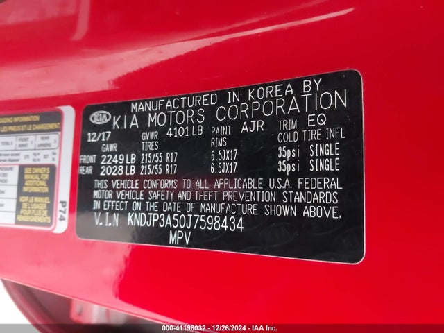 KIA SOUL + 2018 KNDJP3A50J7598434 Image 9