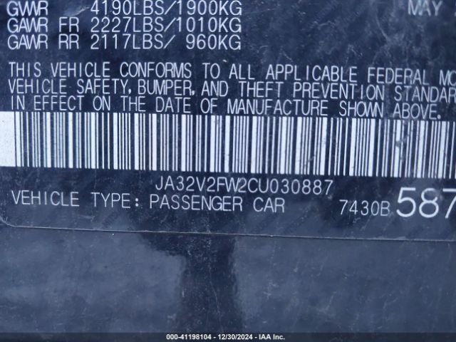 2012 MITSUBISHI LANCER JA32V2FW2CU030887 Photo 8