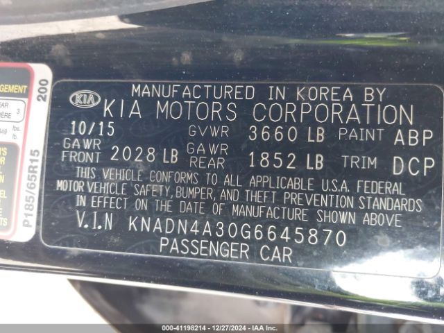 KNADN4A30G6645870 KIA RIO EX