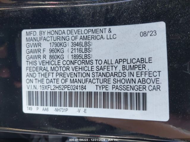 19XFL2H52PE024184 Honda Civic Lx