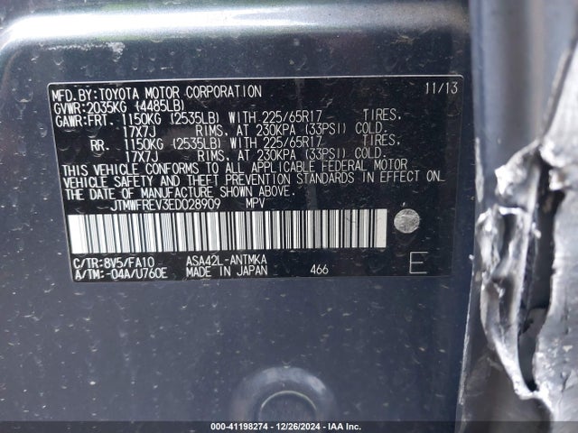 Toyota Rav4 Xle 2014 JTMWFREV3ED028909 Image 9