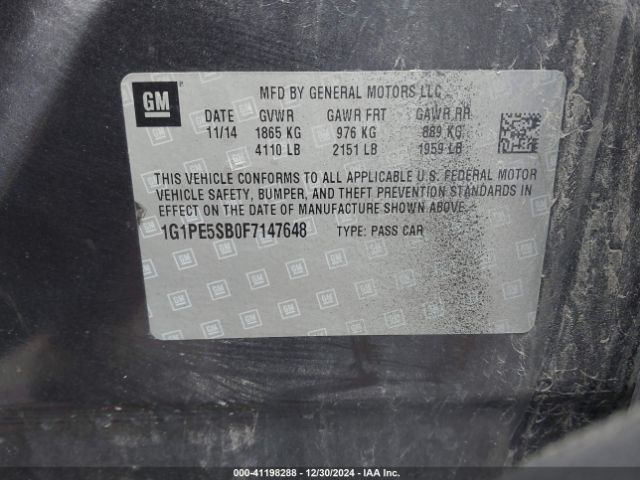1G1PE5SB0F7147648 Chevrolet Cruze 2lt Auto