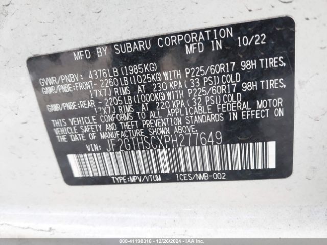 JF2GTHSCXPH277649 Subaru Crosstrek Sport