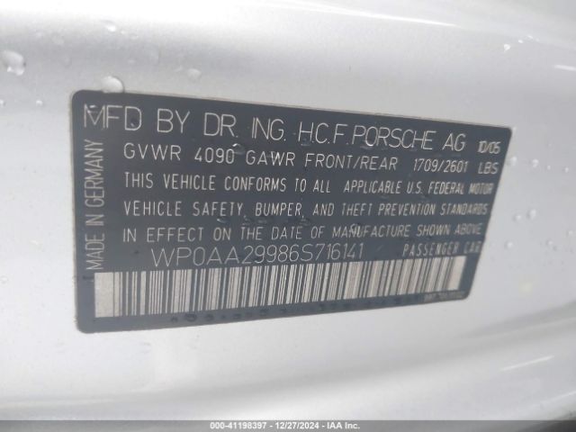 2006 PORSCHE 911 WP0AA29986S716141 Photo 8