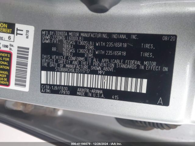 5TDBBRCH9LS511717 Toyota Highlander Hybrid Le