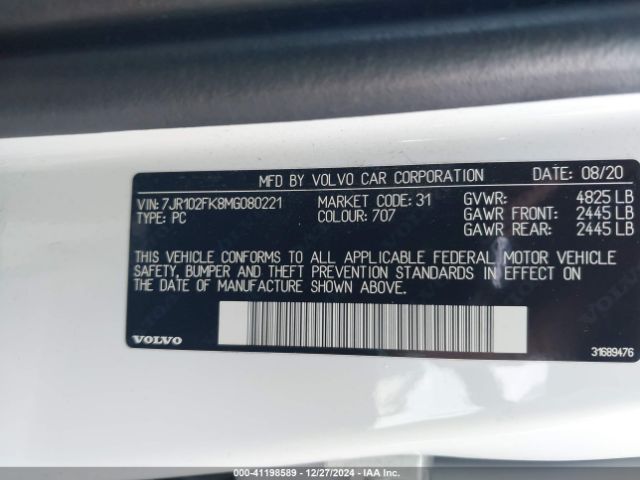 2021 VOLVO S60 7JR102FK8MG080221 Photo 8
