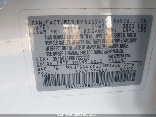 Nissan SENTRA SV 2016 3N1AB7AP8GY227202 Image 9