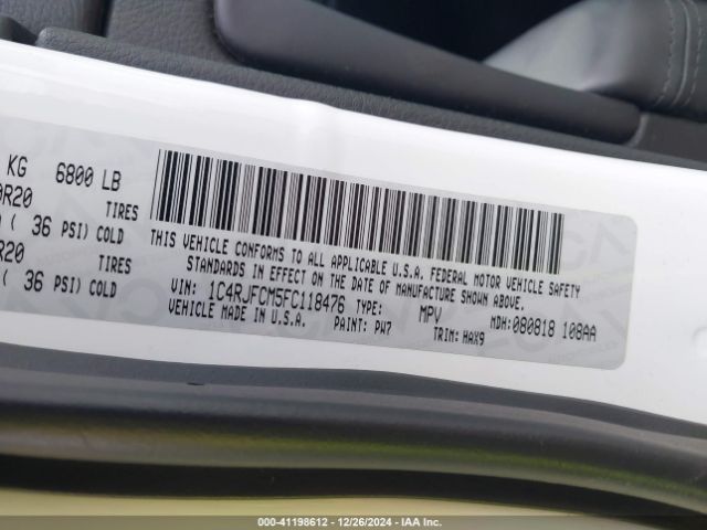 1C4RJFCM5FC118476 Jeep Grand Cherokee High Altitude