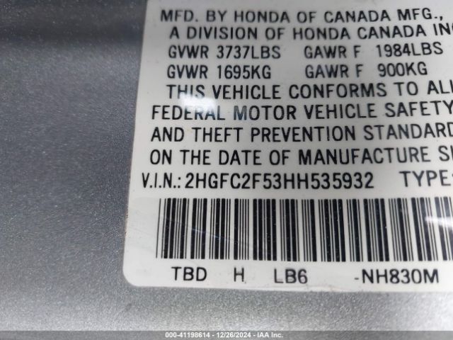 2HGFC2F53HH535932 Honda Civic Lx