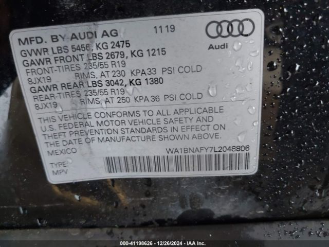 WA1BNAFY7L2048806 Audi Q5 Premium Plus 45 Tfsi Quattro S Tronic