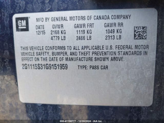 2G1115S31G9151959 Chevrolet Impala 2lt