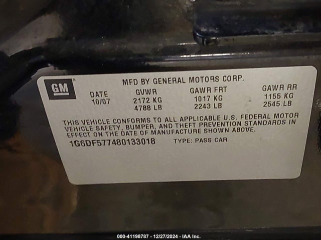 2008 CADILLAC CTS 1G6DF577480133018 Photo 8