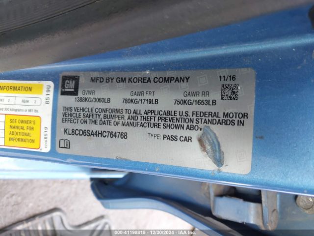KL8CD6SA4HC764768 Chevrolet Spark 1lt Cvt