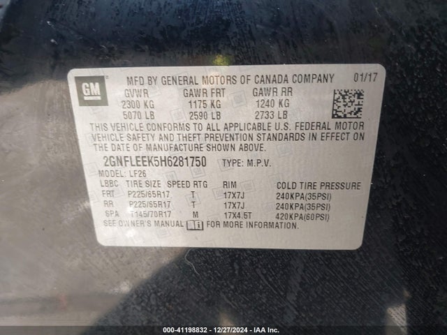 Chevrolet EQUINOX LS 2017 2GNFLEEK5H6281750 Image 9