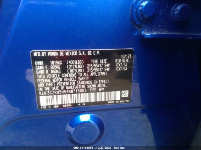 3CZRU5H54NM715063 Honda Hr-v 2wd Ex