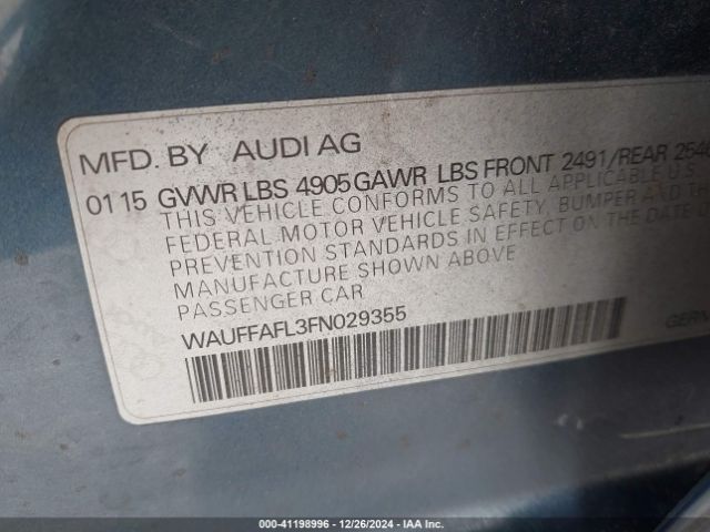 WAUFFAFL3FN029355 Audi A4 2.0t Premium