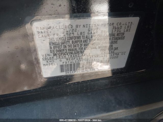 3N1CP5CV1NL526762 Nissan Kicks Sv Xtronic Cvt