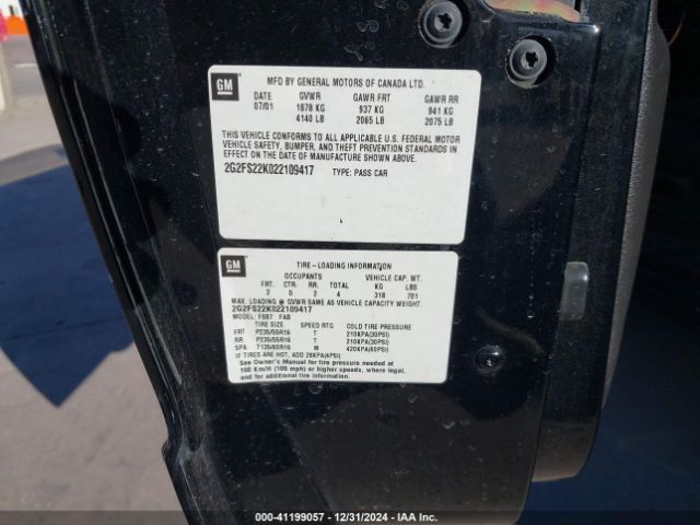 2002 PONTIAC FIREBIRD 2G2FS22K022109417 Photo 8