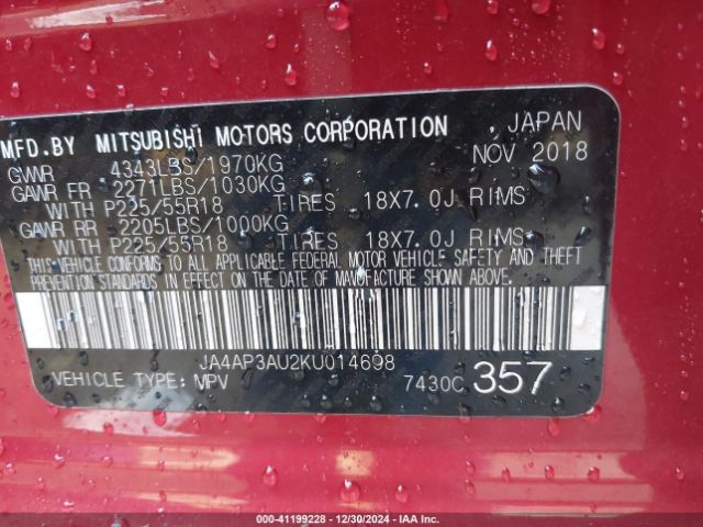 2019 MITSUBISHI OUTLANDER SPORT JA4AP3AU2KU014698 Photo 8