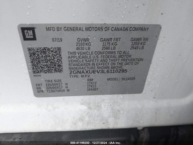 2GNAXUEV3L6110295 Chevrolet Equinox Awd Lt 1.5l Turbo