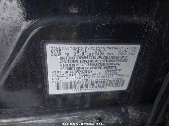 Nissan SENTRA S 2019 3N1AB7APXKY210605 Image 9