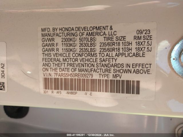 7FARS5H50RE009279 Honda Cr-v Hybrid Sport