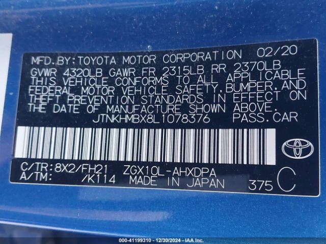 JTNKHMBX8L1078376 Toyota C-HR LE