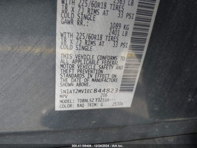 Nissan Rogue Sl 2014 5N1AT2MV1EC844823 Image 9